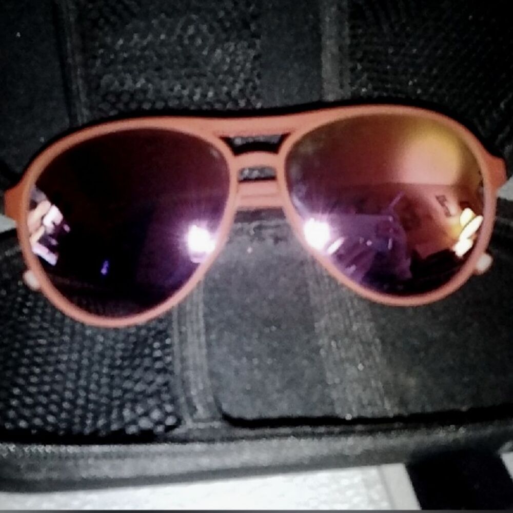 Lasiyanor Aviator Sunglasses Orange Frame Purple Mirrored Lens KA-119 C07 W/Case